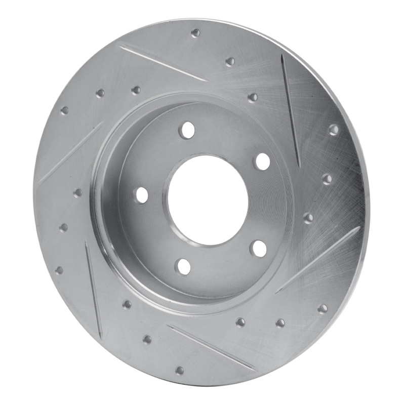 Buick LeSabre Brake Rotor (1) - Rear Left - R1 Concepts - Drilled & Slotted - Silver - `92-`05